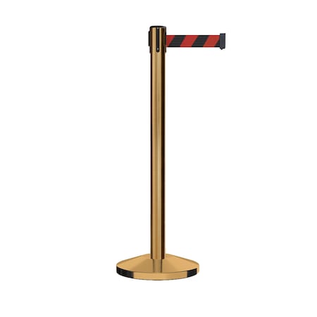 Stanchion Belt Barrier Sat.Brass Post 9ft. Blk/Rd Belt